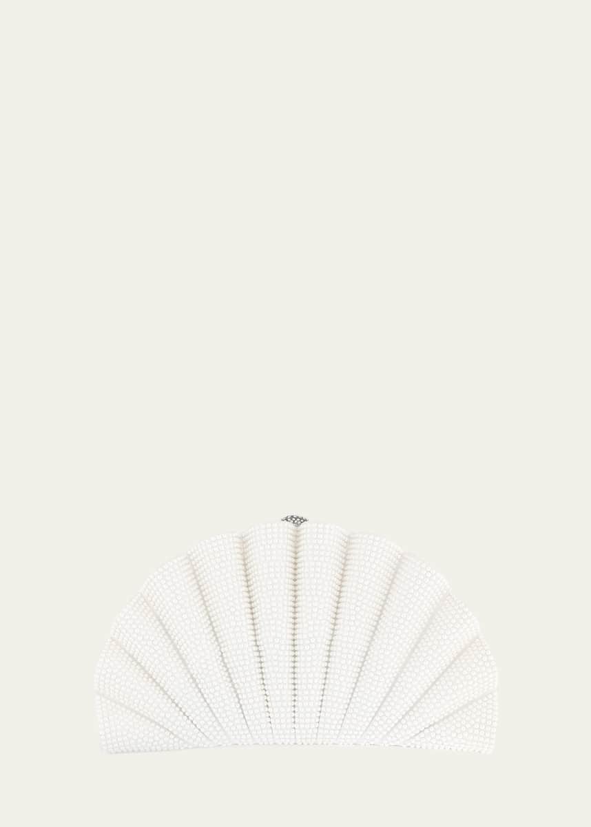 Judith Leiber Couture Origami Pearly Embellished Fan Clutch Bag