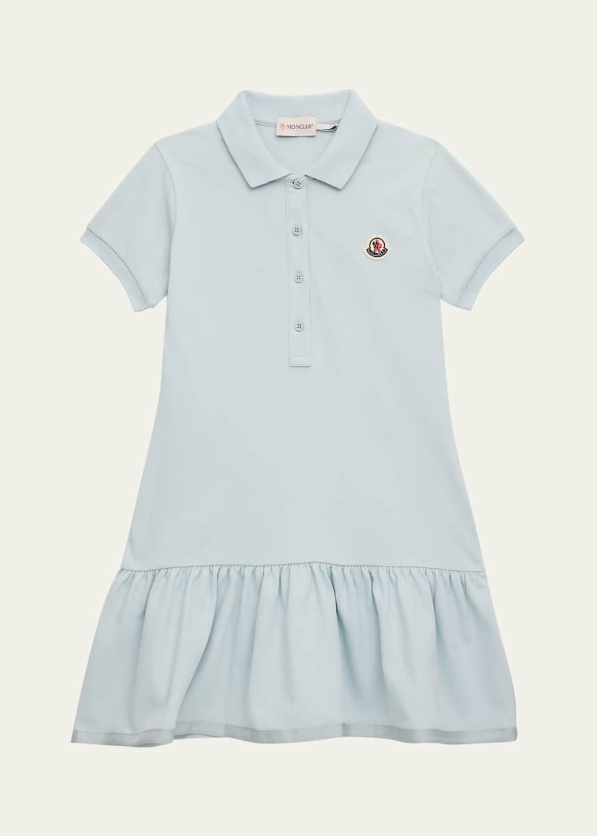 Moncler Girl's Drop-Waist Short-Sleeve Polo Dress, Size 8A-10A