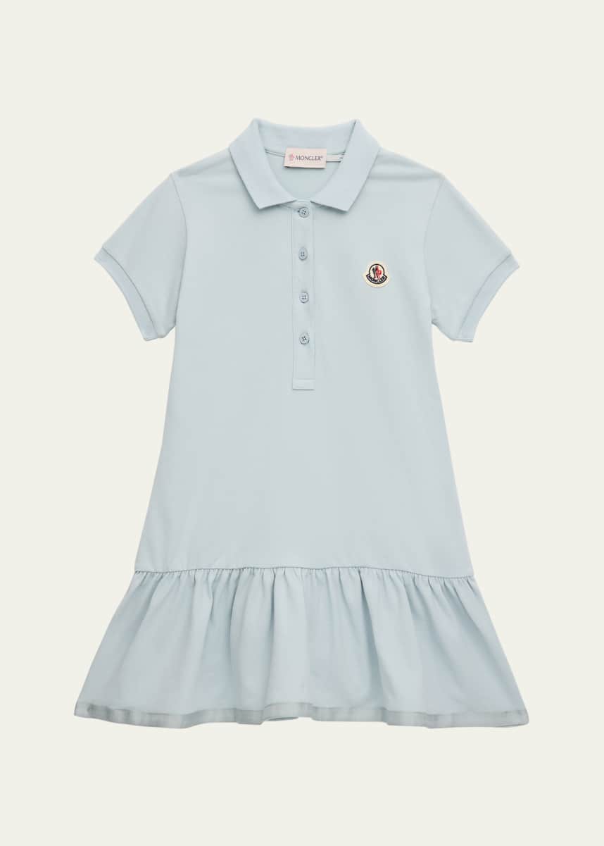 Moncler Girl's Drop-Waist Short-Sleeve Polo Dress, Size 4-6