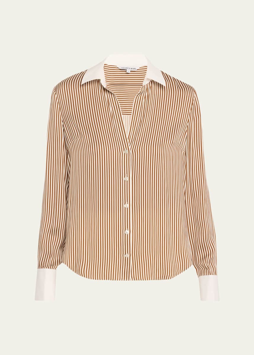 Veronica Beard Amelia Stripe Button-Front Shirt