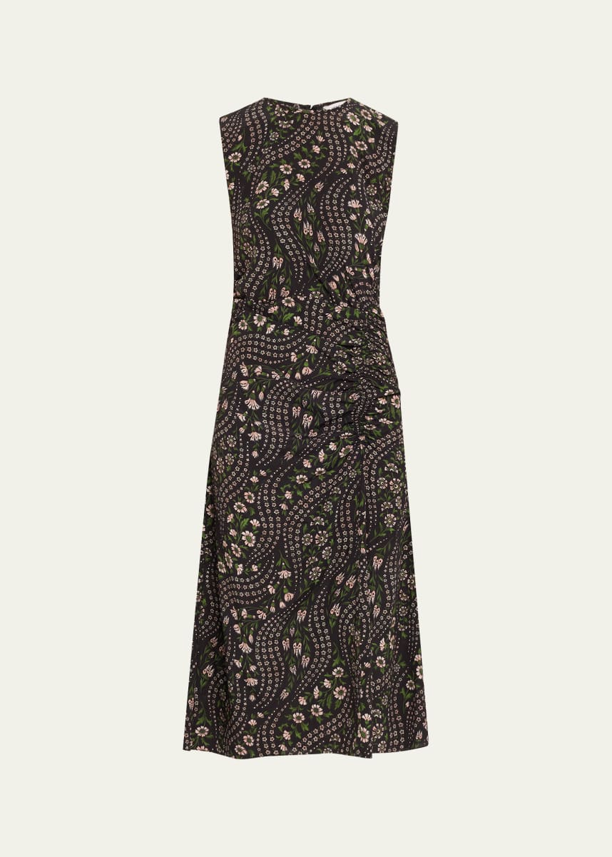 Veronica Beard Viviana Floral Silk Midi Dress