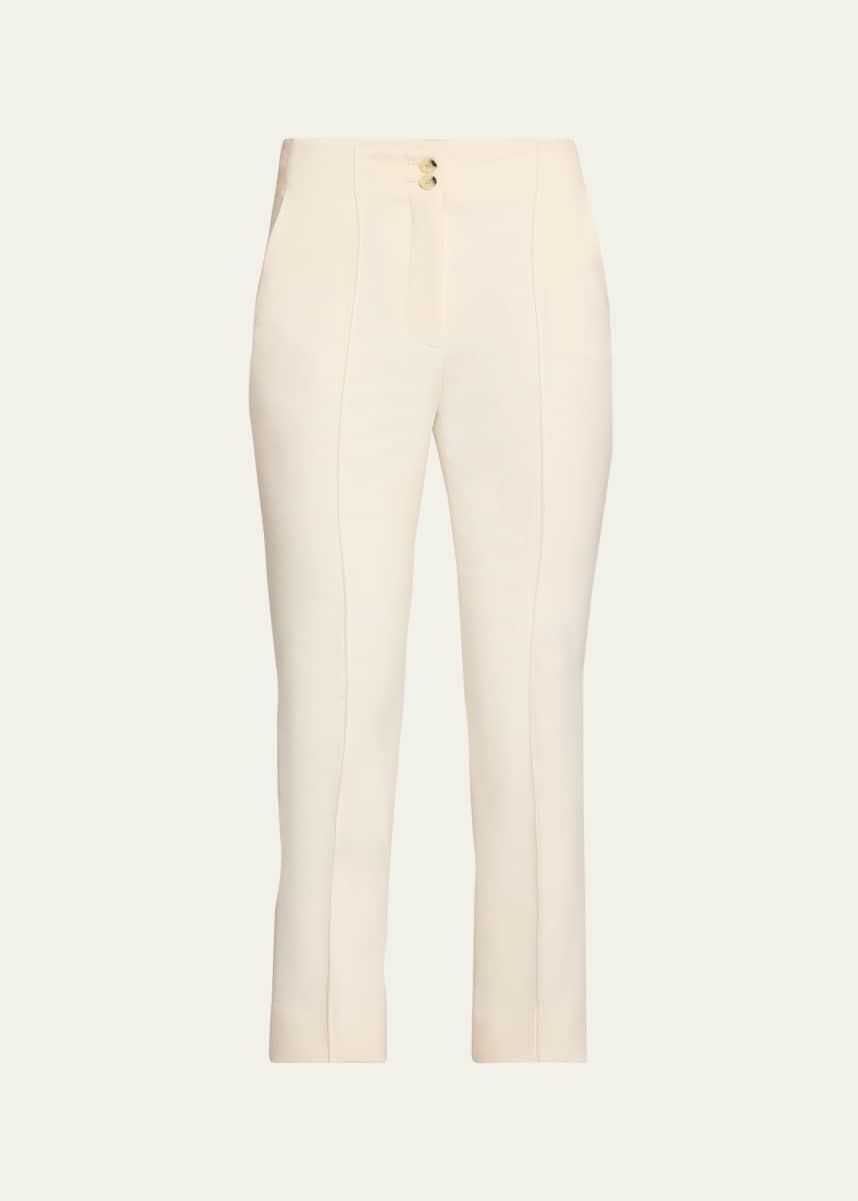 Veronica Beard Kean Cropped High-Rise Pintuck Pants