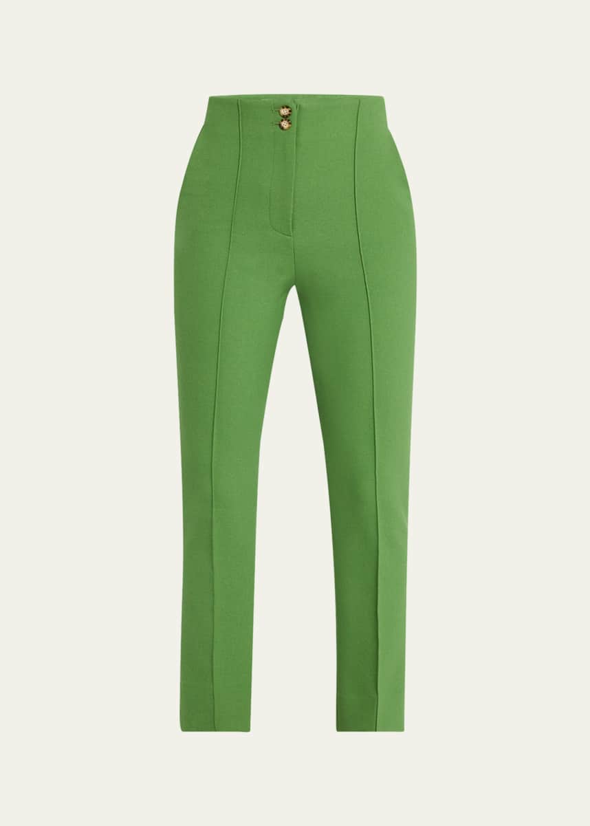 Veronica Beard Kean Cropped High-Rise Pintuck Pants