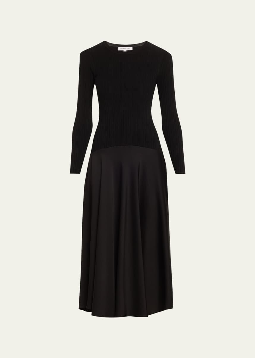 Veronica Beard Vaughn Long-Sleeve Drop-Waist Dress