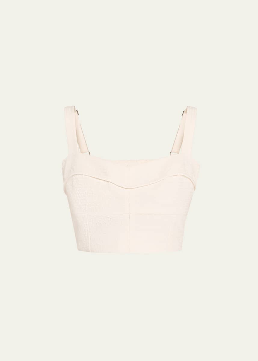 Veronica Beard Faxon Textured Sleeveless Crop Top