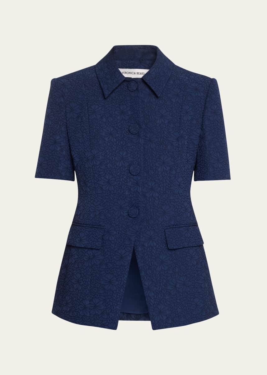 Veronica Beard Bodie Floral Short-Sleeve Jacket