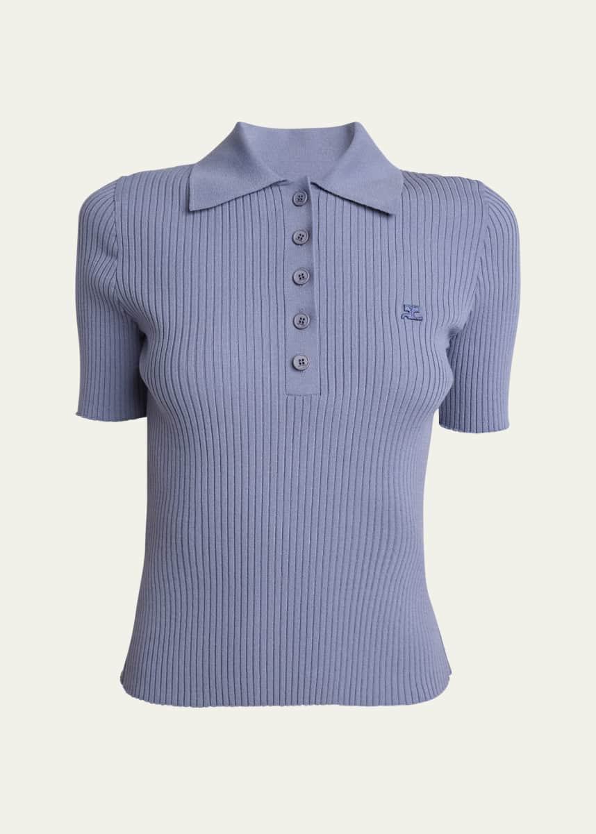 Courreges Signature Ribbed Polo Top