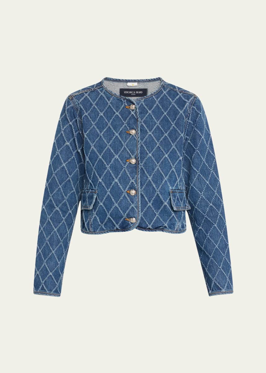 Veronica Beard Nolita Diamond-Print Denim Jacket