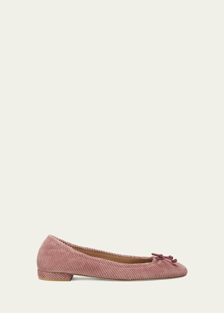 Stuart Weitzman Bria Corduroy Bow Ballerina Flats