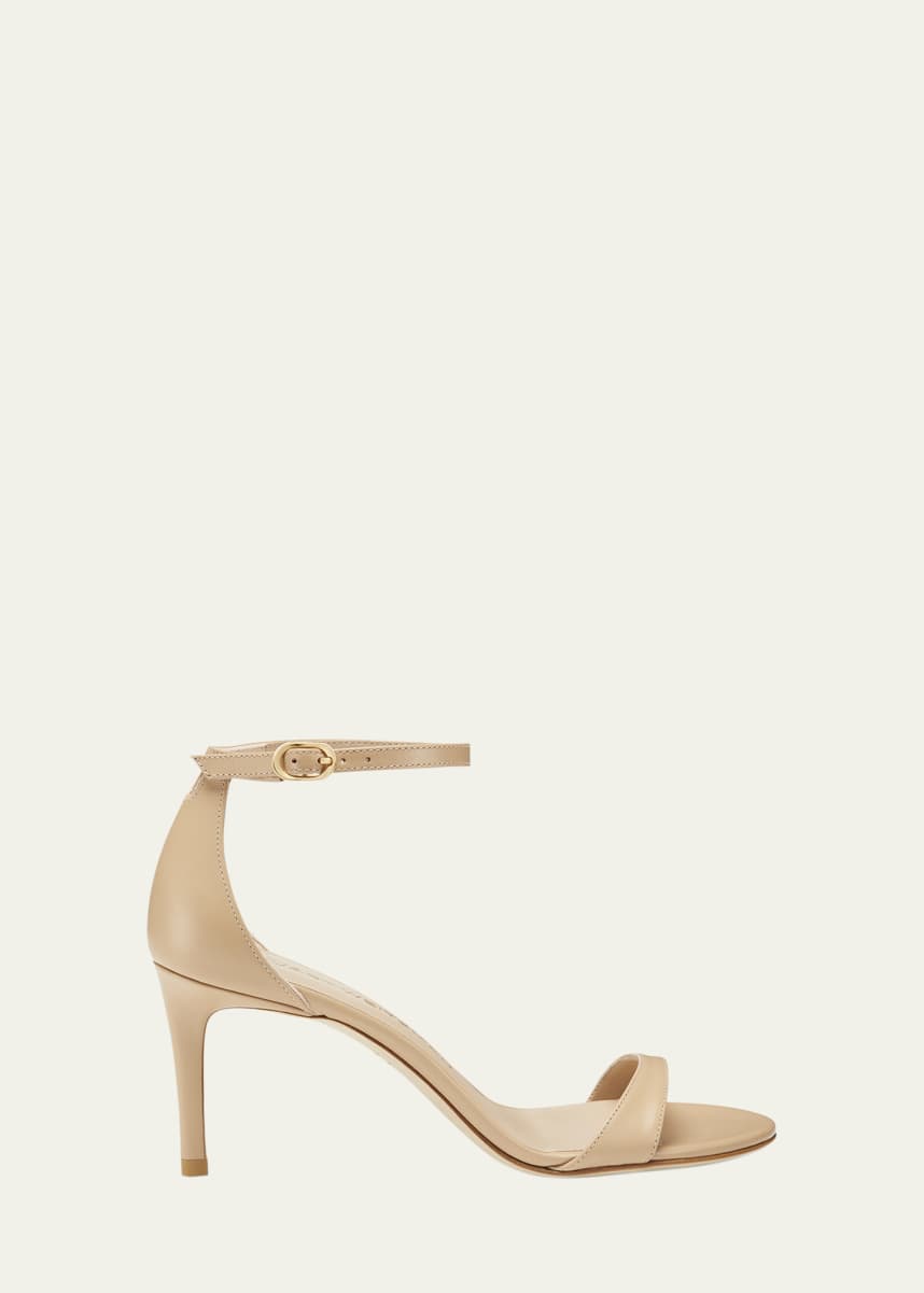 Stuart Weitzman Nudist Leather Ankle-Strap Sandals
