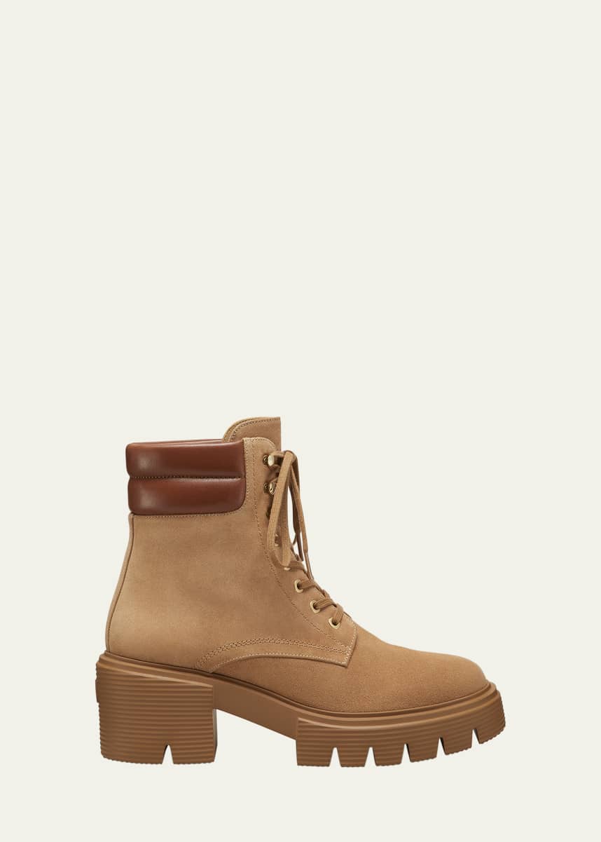 Stuart Weitzman Soho Suede Lace-Up Booties