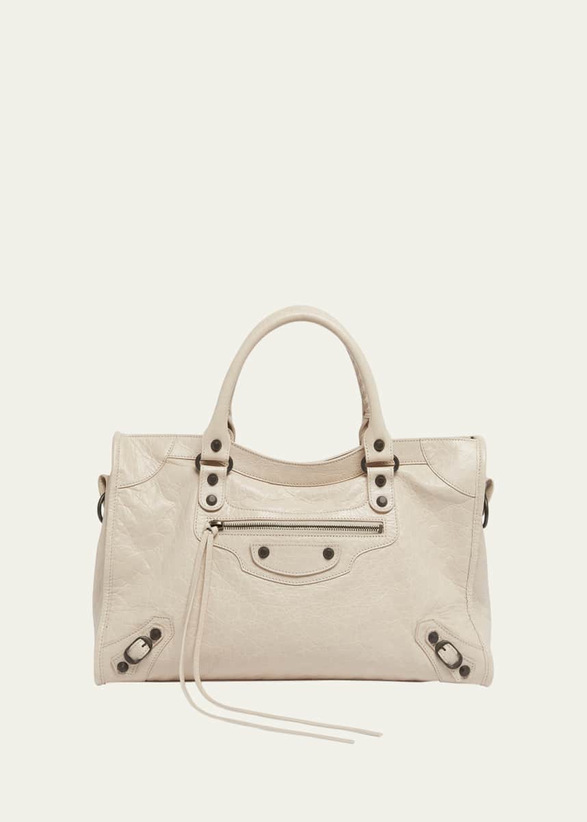 Balenciaga Le City Medium Crinkled Leather Top-Handle Bag