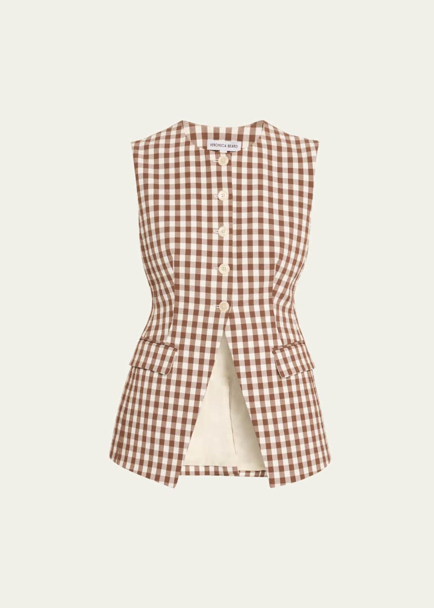 Veronica Beard Lois Gingham Tailored Vest