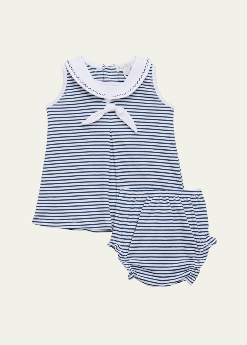 Kissy Kissy Girl's Bold Stripes & Bright Stars Dress W/ Bloomers, Size Newborn-18M