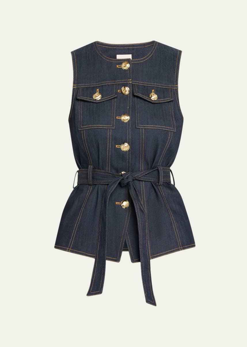 Cinq a Sept Reenee Belted Denim Vest