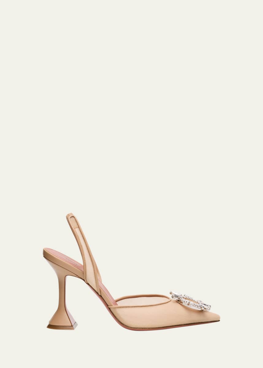 Amina Muaddi Begum Nylon Crystal Ornament Pumps
