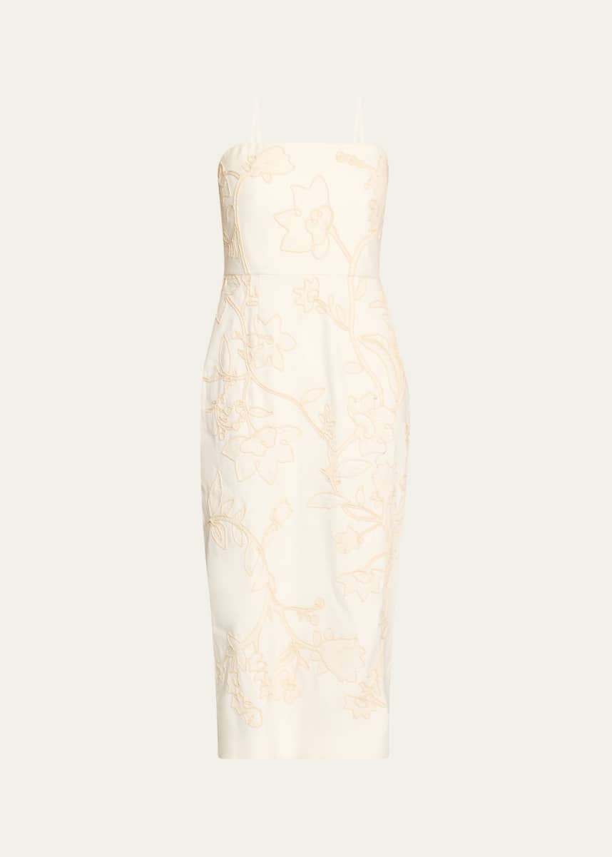Veronica Beard Netia Strapless Embroidered Dress