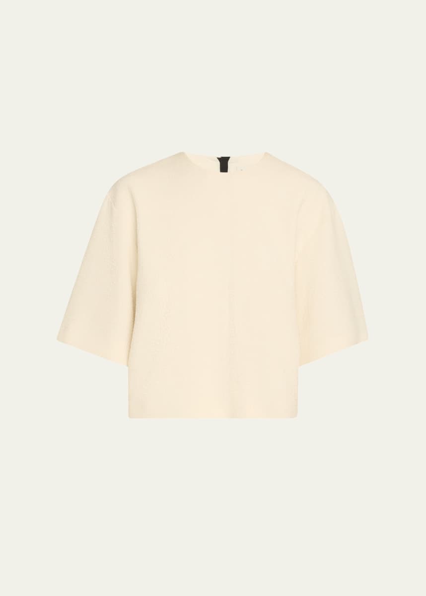 House of Dagmar Short-Sleeve Woven Boucle T-Shirt