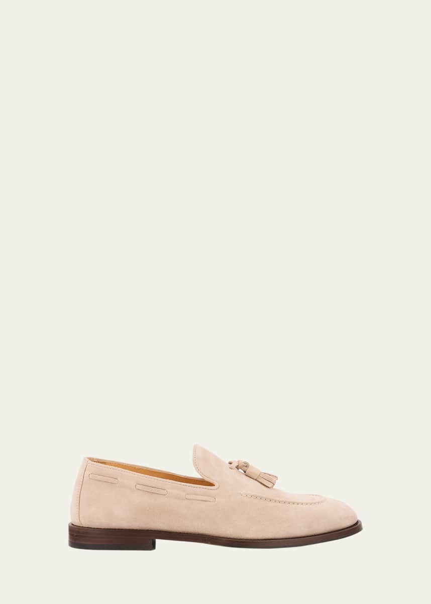 Brunello Cucinelli Men's Suede Flex-Sole Tassel Loafers