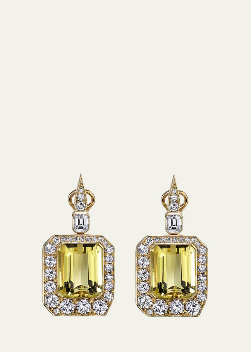 Vram One-Of-A-Kind 18K Gold Compass Earrings with Beryl and Diamonds