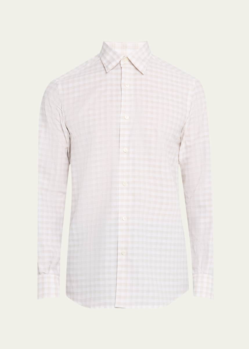 ZEGNA Men's Check Centoquaranta Cotton Twill Sport Shirt