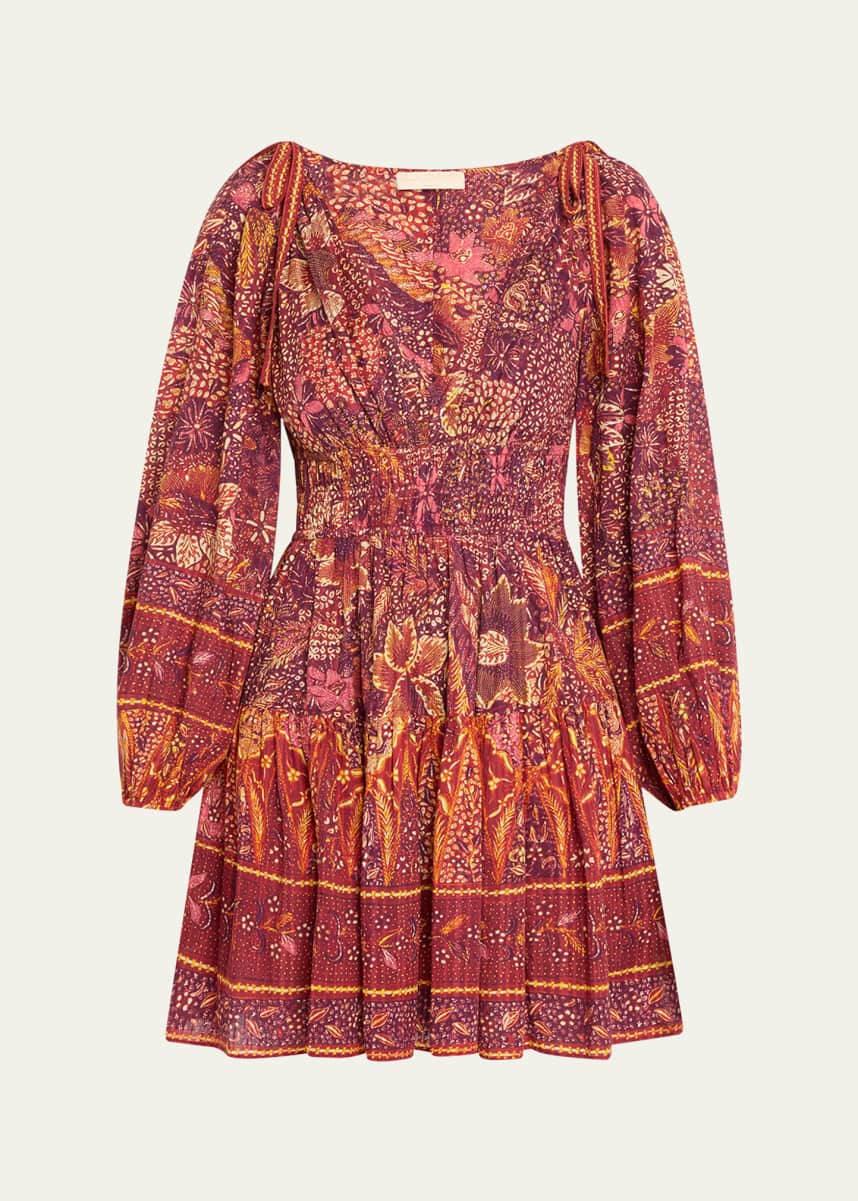 Ulla Johnson Anika V-Neck Long-Sleeve Mini Dress