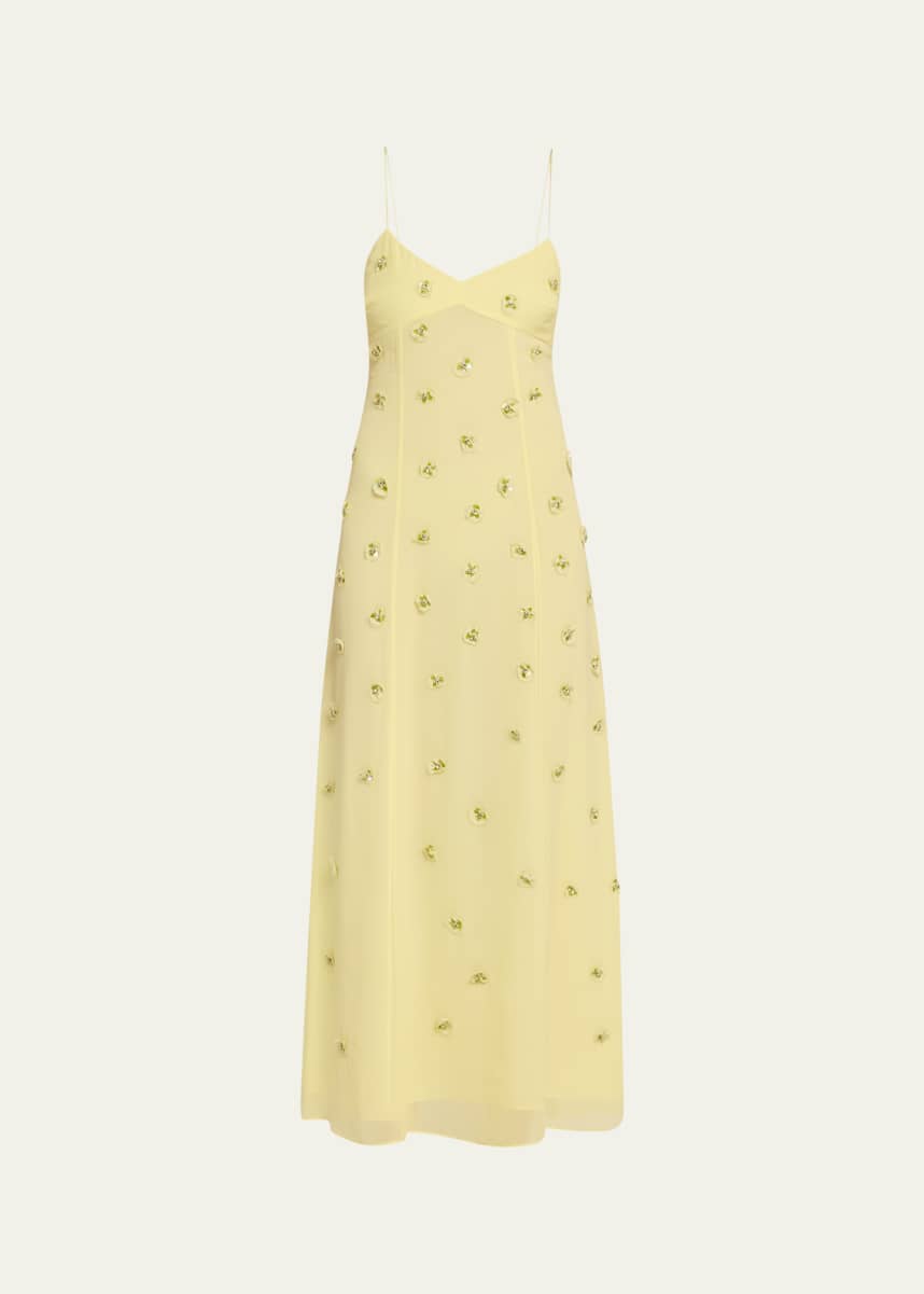 Ulla Johnson Eve Embellished Silk Midi Dress
