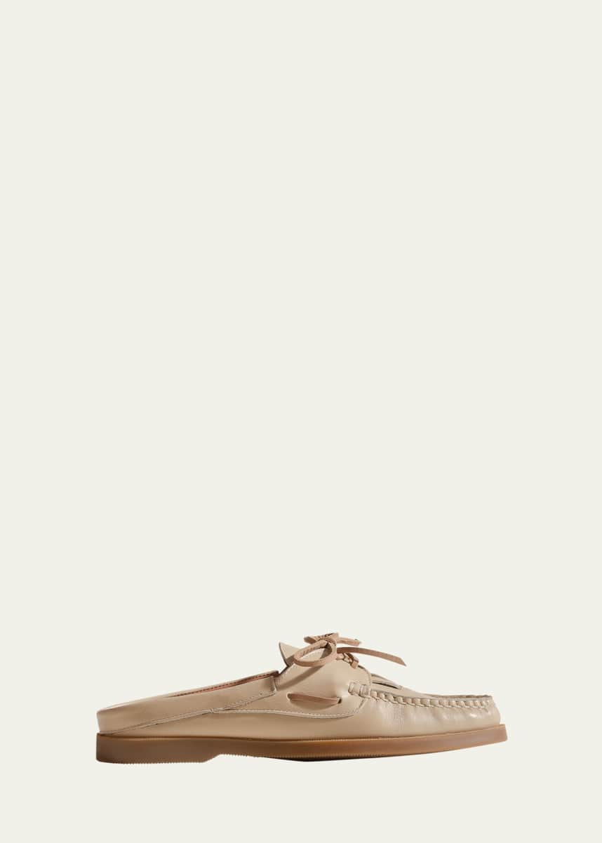 HEREU Saler Leather Lace-Up Loafer Mules