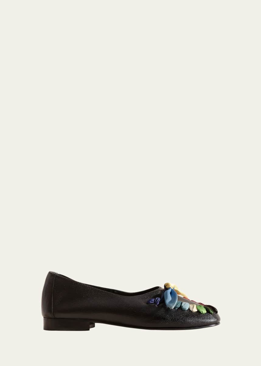 HEREU Lambskin Multicolored Lace-Up Ballerina Loafers