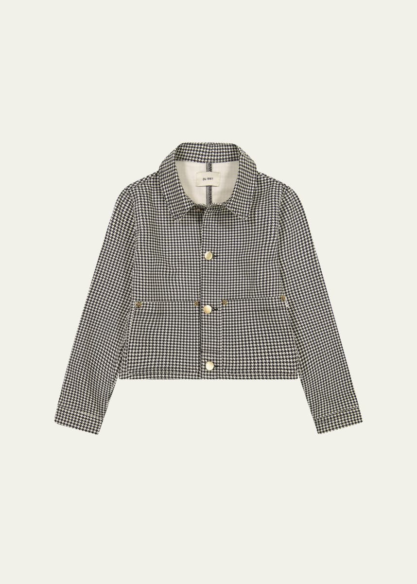 DL1961 Girl's Manning Houndstooth-Print Jacket, Size S-L