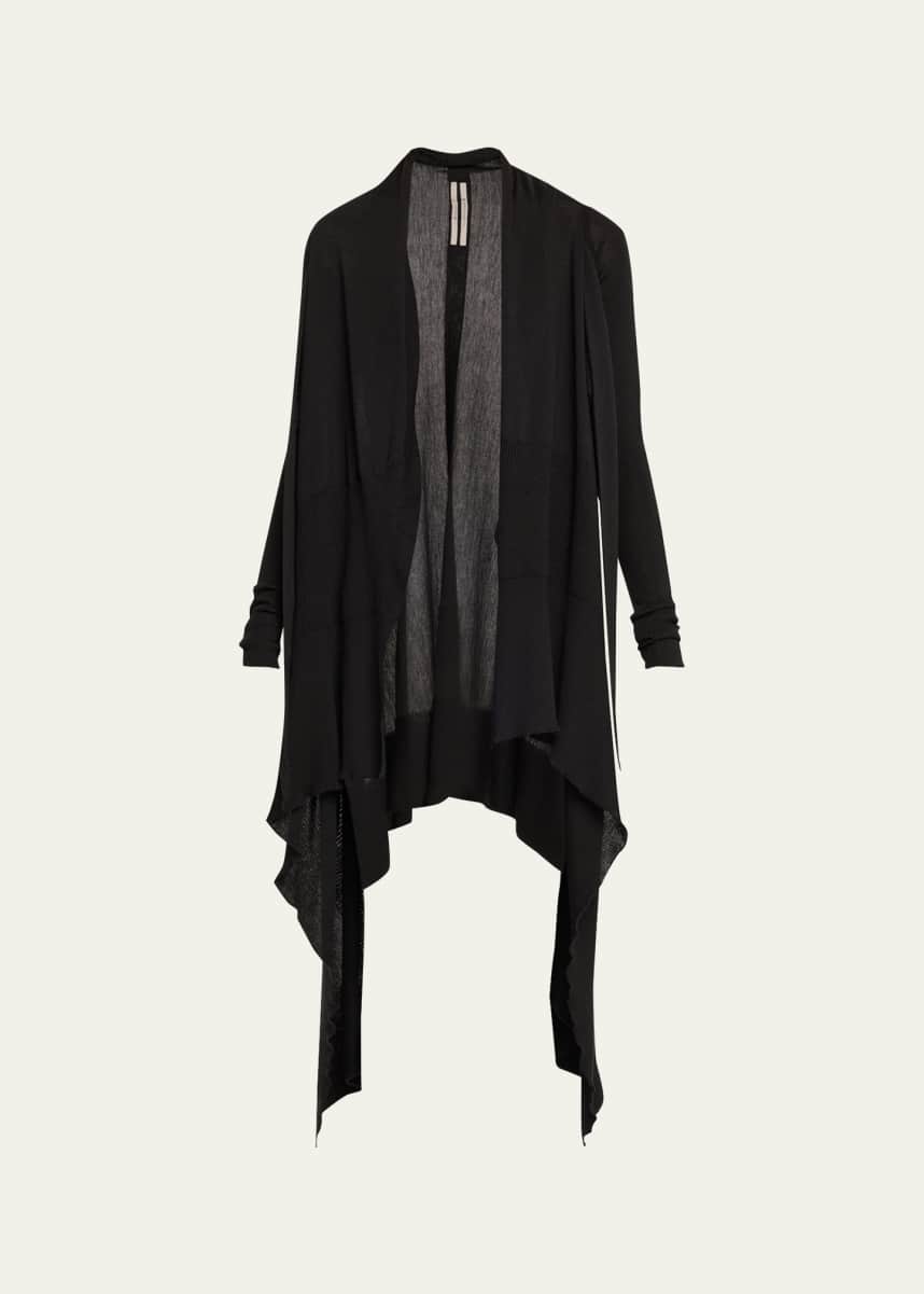 Rick Owens Tied Long Wrap Wool Cardigan Sweater