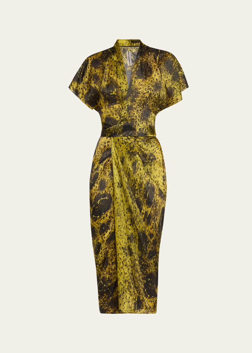 Rick Owens Printed Wrap Midi Dress