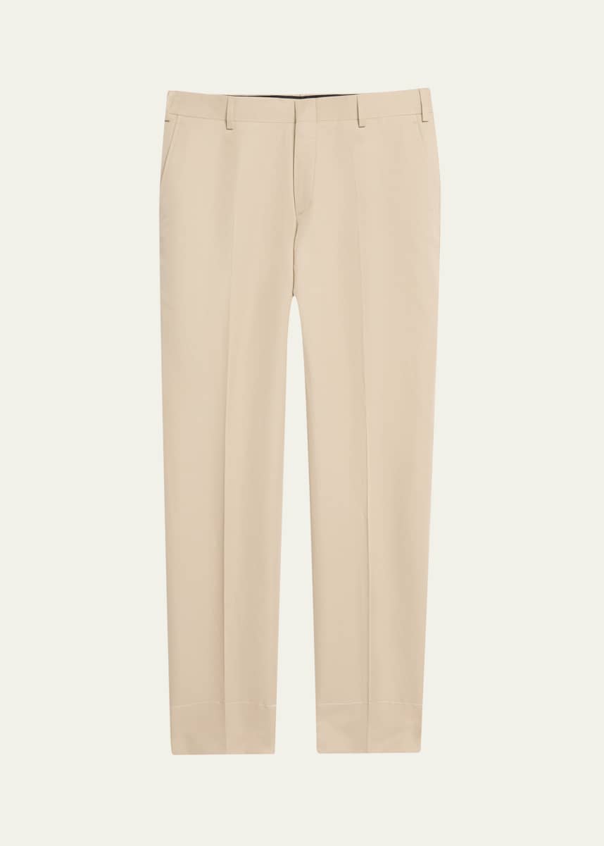 Brioni Men's Cotton and Linen Flat-Front Trousers