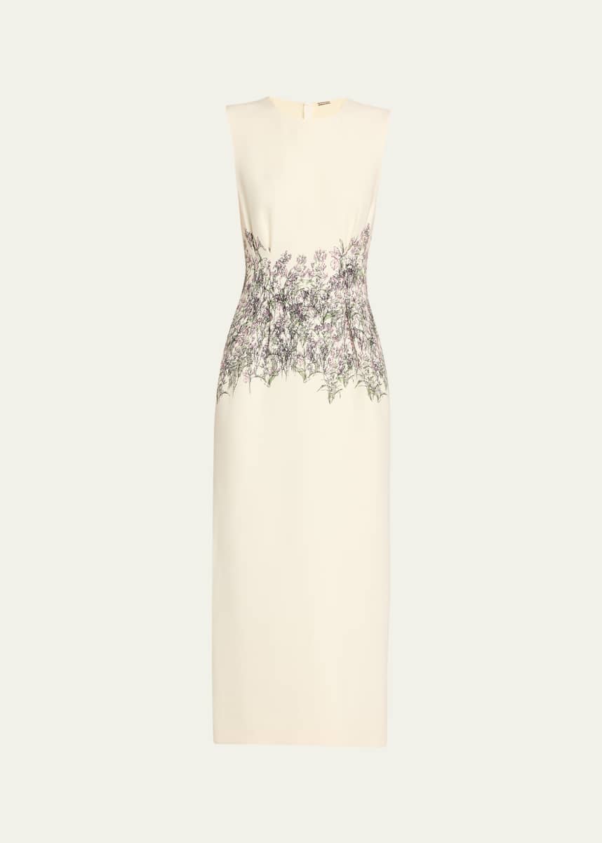 Adam Lippes Ophelia Long Printed Wool Dress