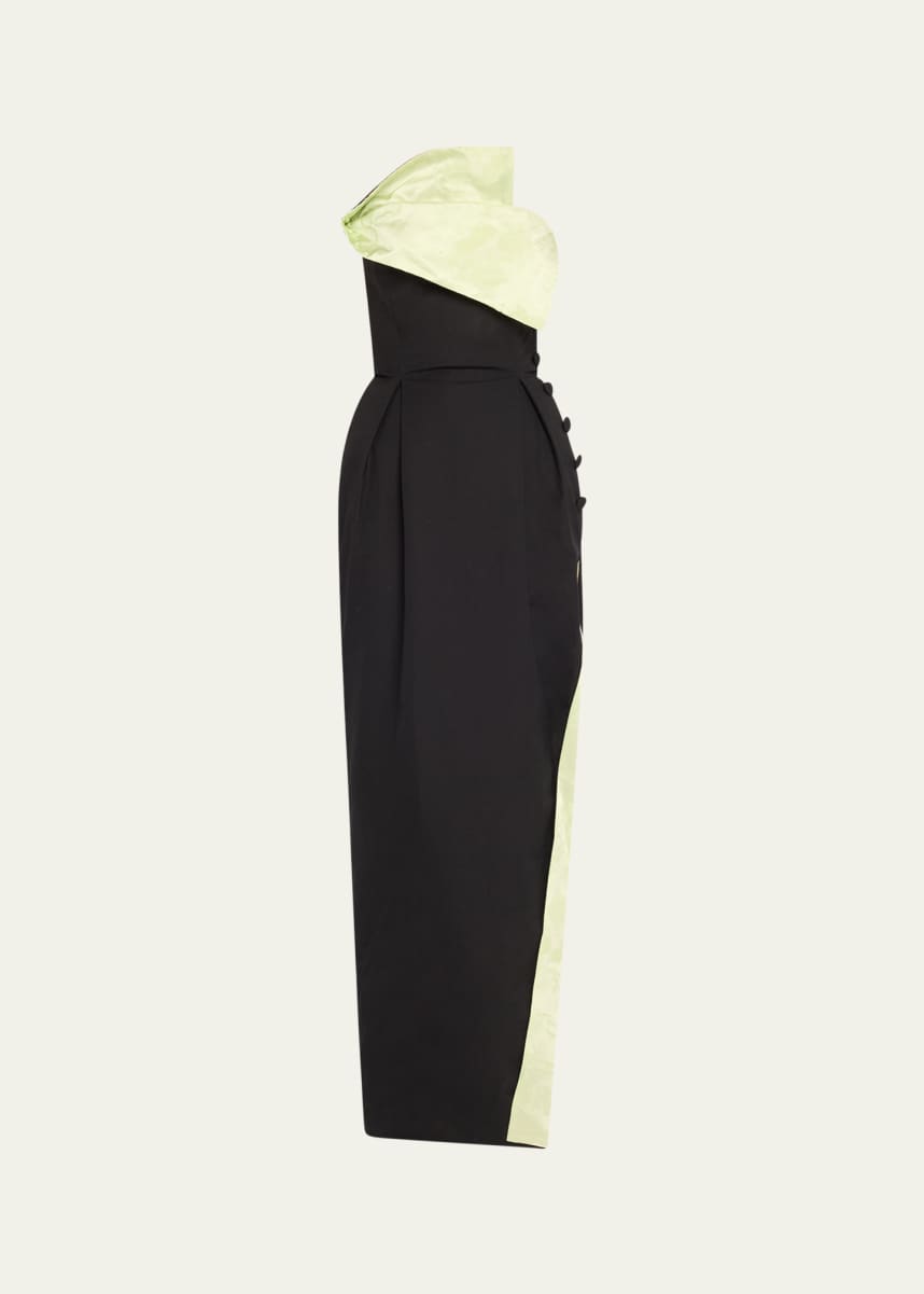Rosie Assoulin Peep Lapel Strapless Gown
