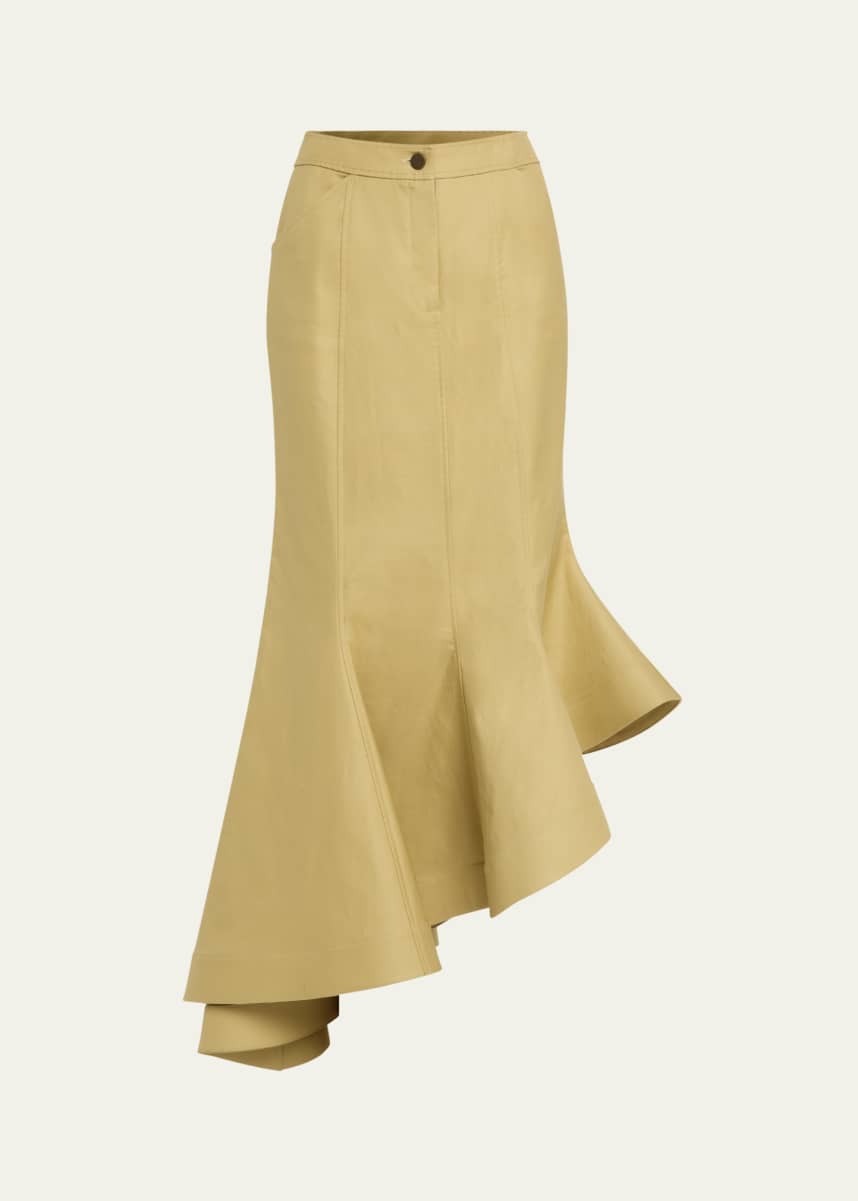 Rosie Assoulin Wave Cotton Twill Midi Skirt