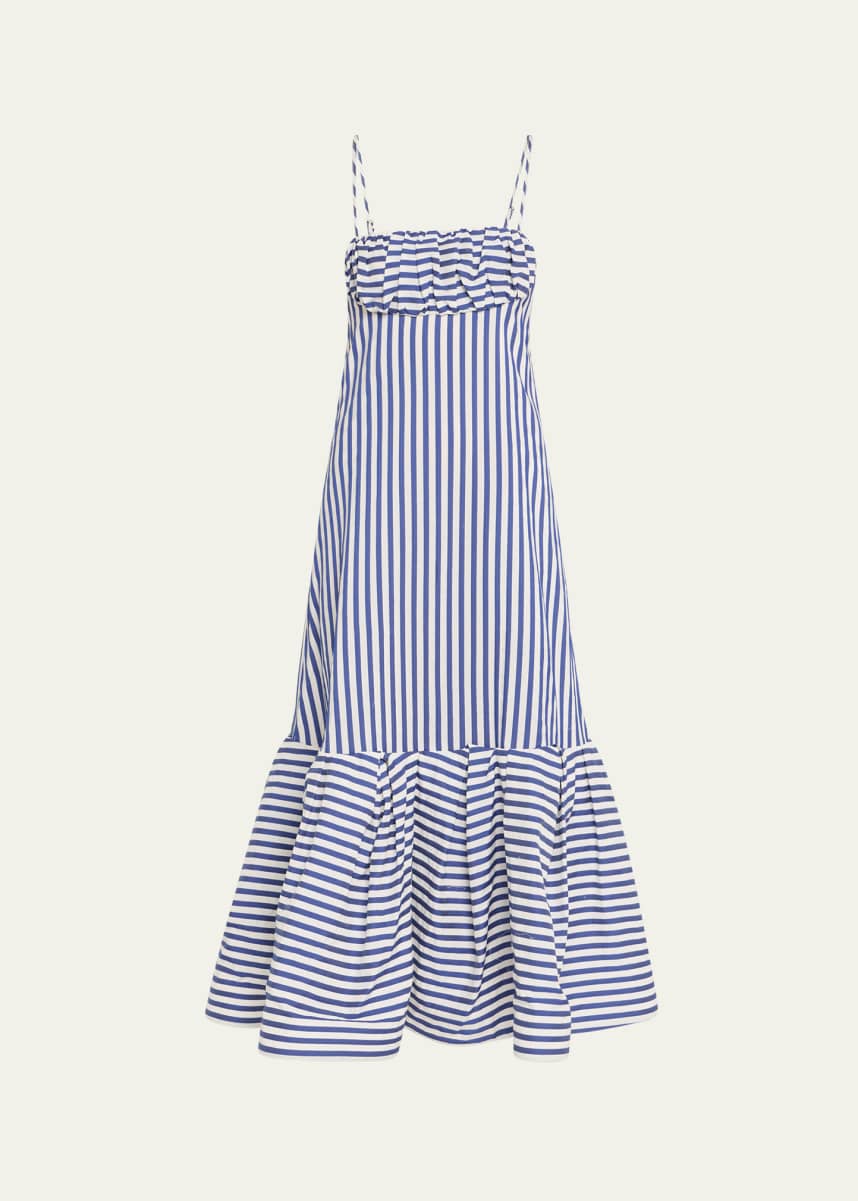 Rosie Assoulin Stripe Ruched Bust Cami Maxi Dress
