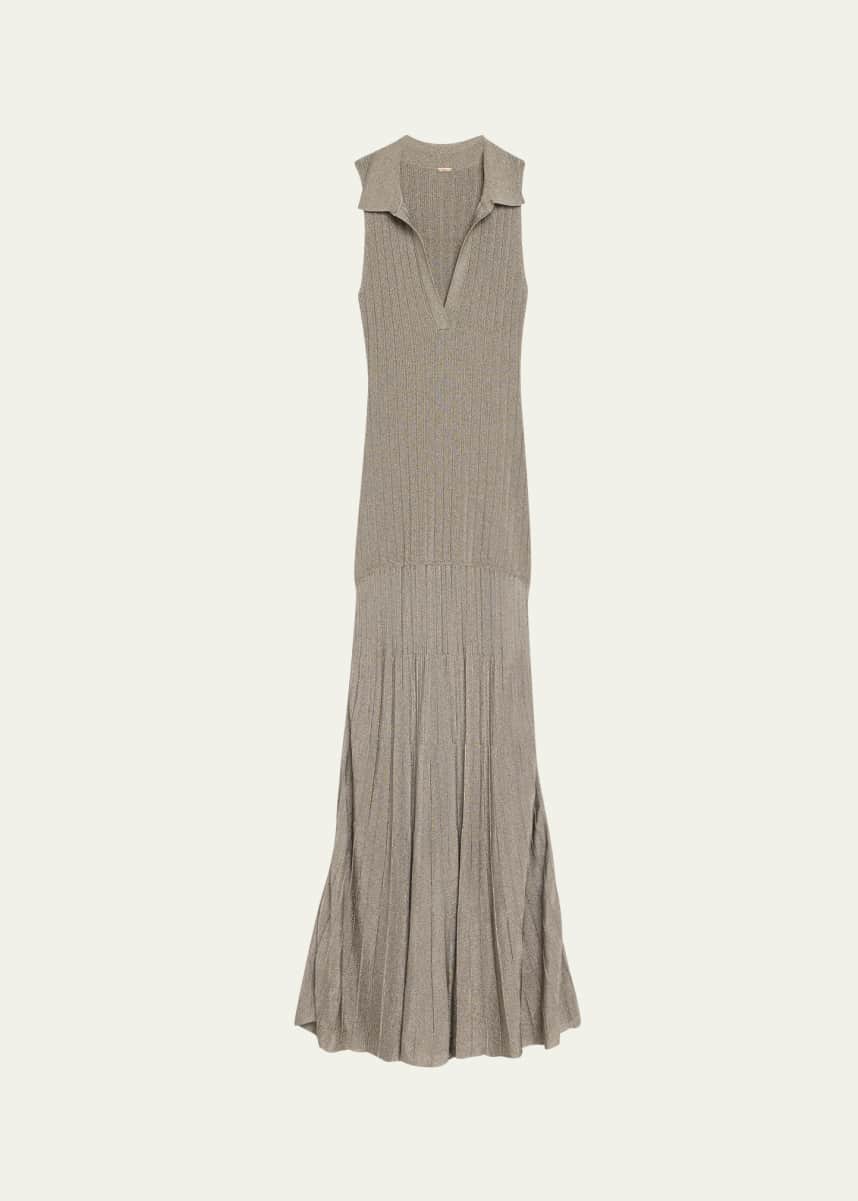 Adam Lippes Tashi Metallic Ribbed Maxi Dress