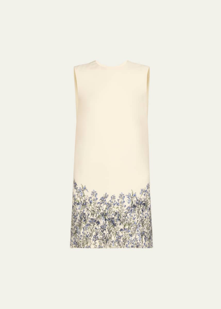 Adam Lippes Ani Floral Hem Wool Mini Dress