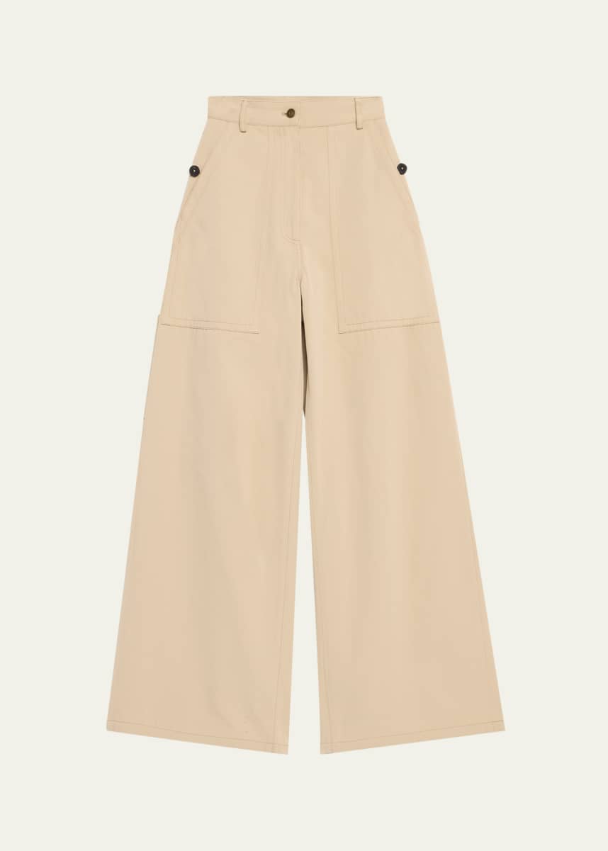 Adam Lippes Jasper Wide Leg Twill Pants