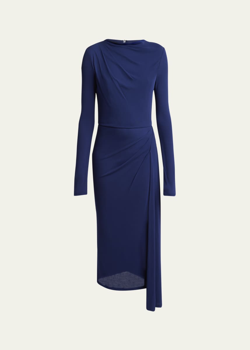 Erdem Long Sleeve Draped Midi Dress