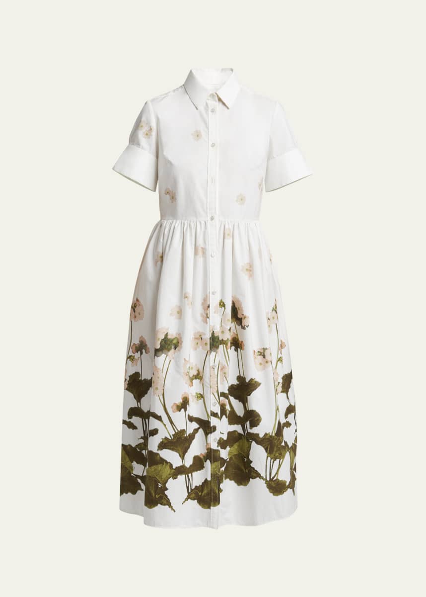 Erdem Floral Short Sleeve Midi Shirtdress