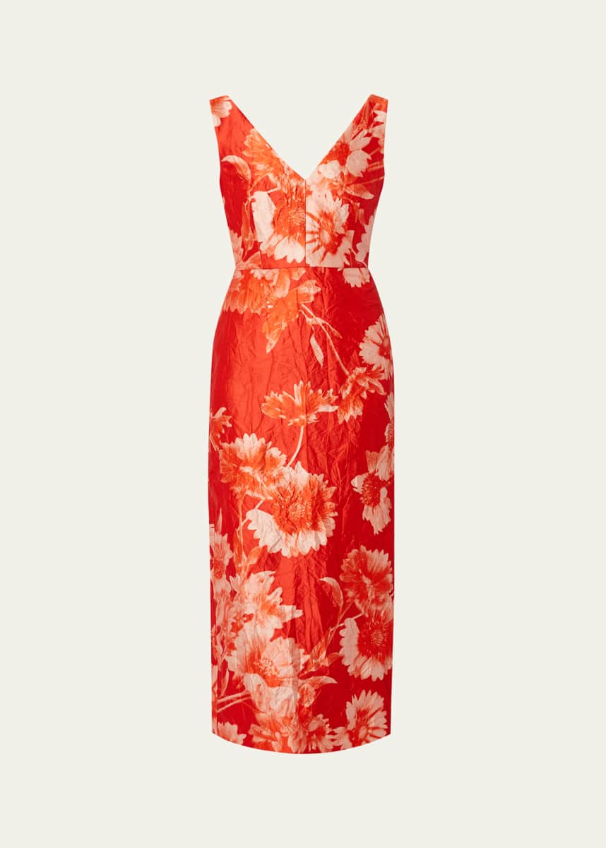 Erdem Floral Sleeveless Midi Cocktail Dress