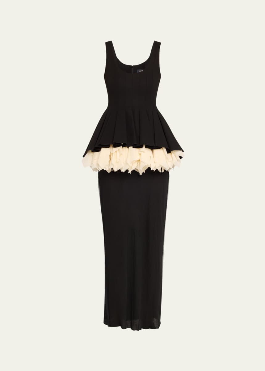 ASHLYN Leon Flower Peplum Long Dress