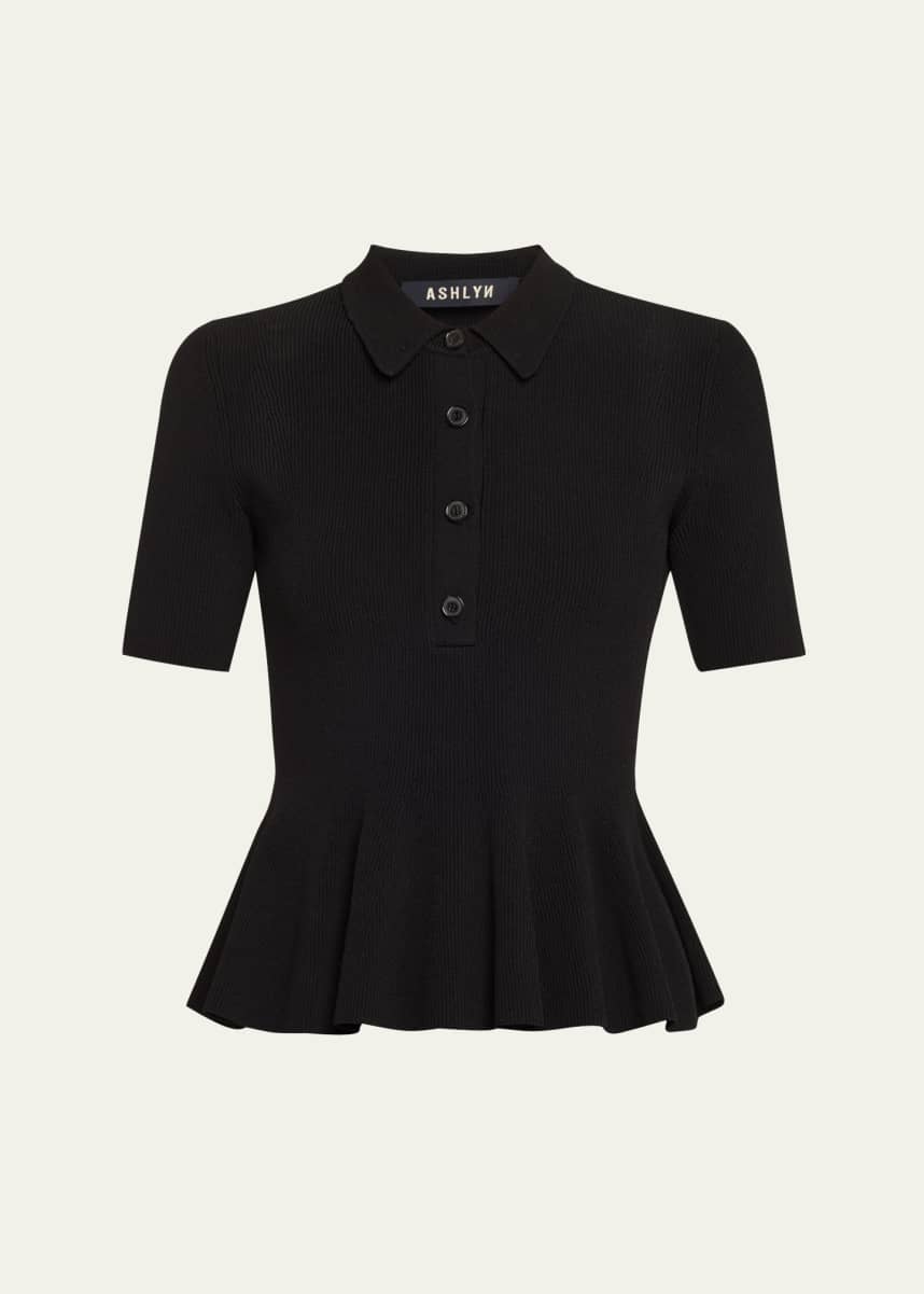 ASHLYN Milo Polo Peplum Half-Sleeve Top