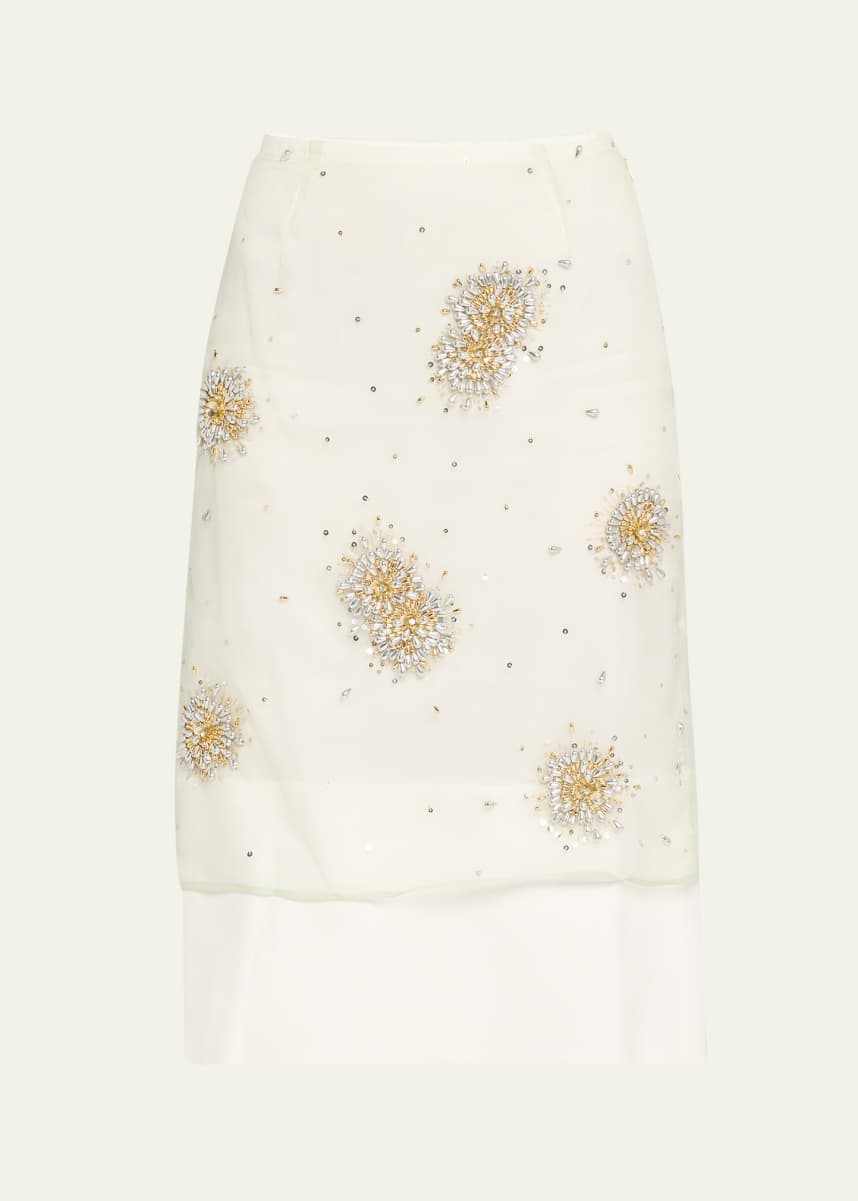 Wales Bonner Beaded Organza Triumph Midi Skirt