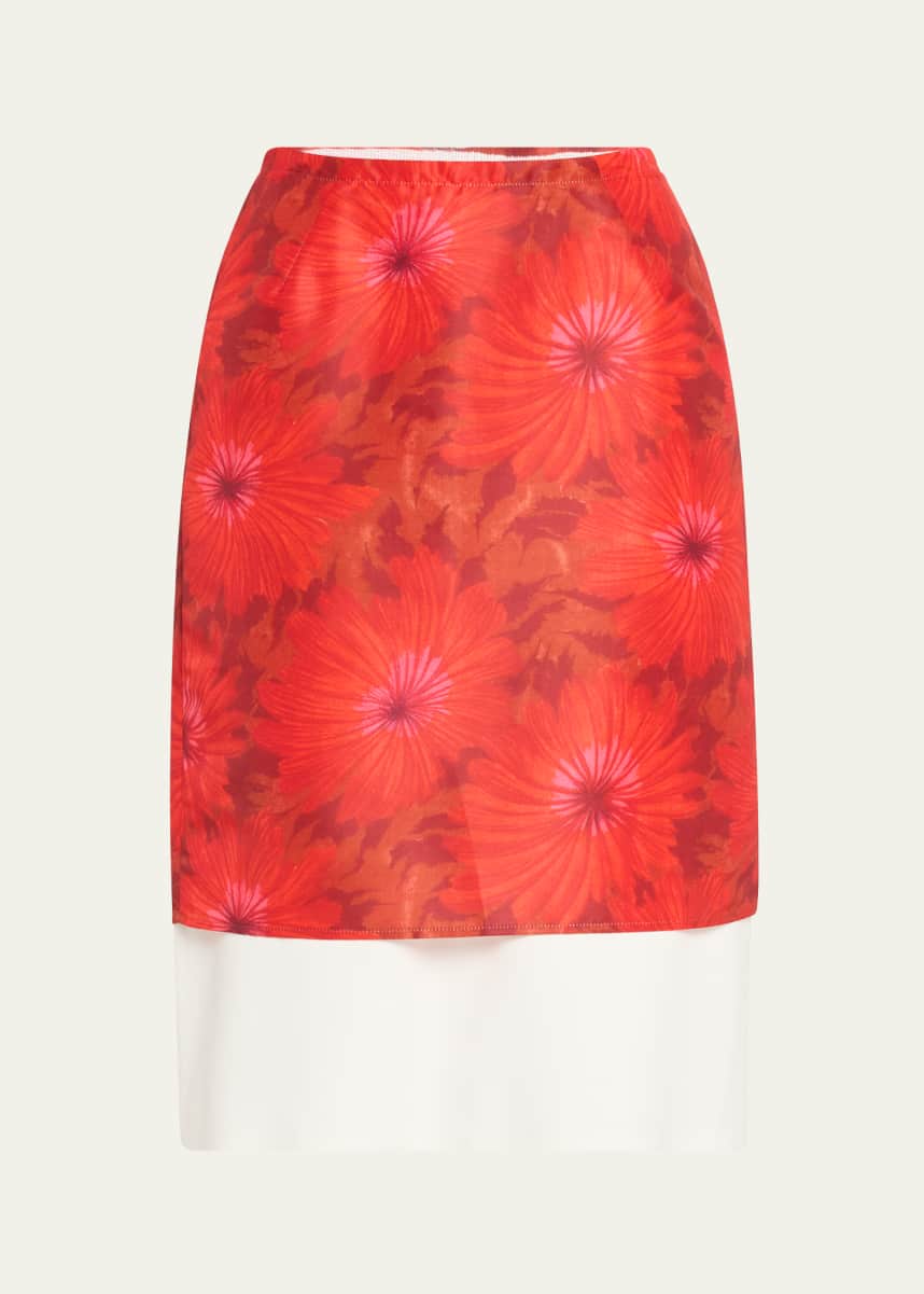 Wales Bonner Floral Print Viscose Twill Antille Skirt