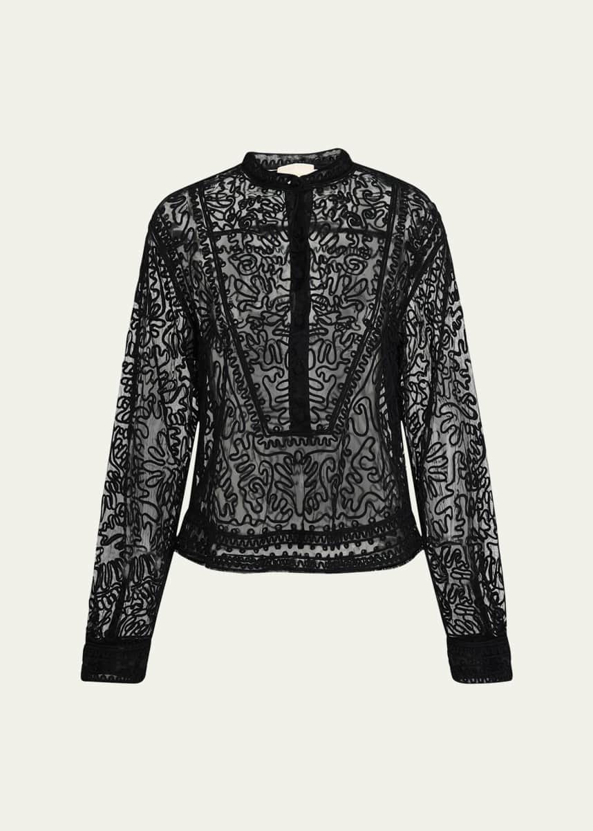Ulla Johnson Esme Sheer Embroidered Blouse