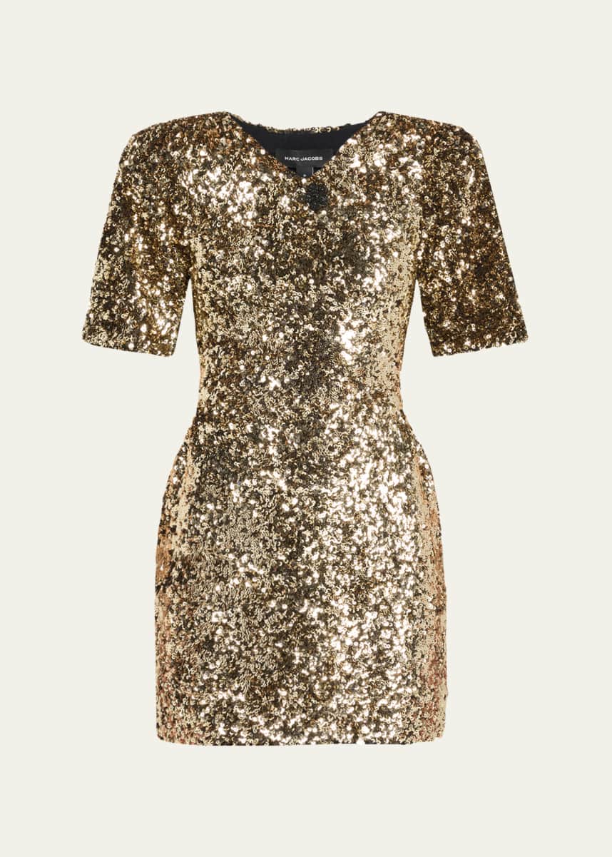 Marc Jacobs V-Neck Sequin Knit Mini Dress