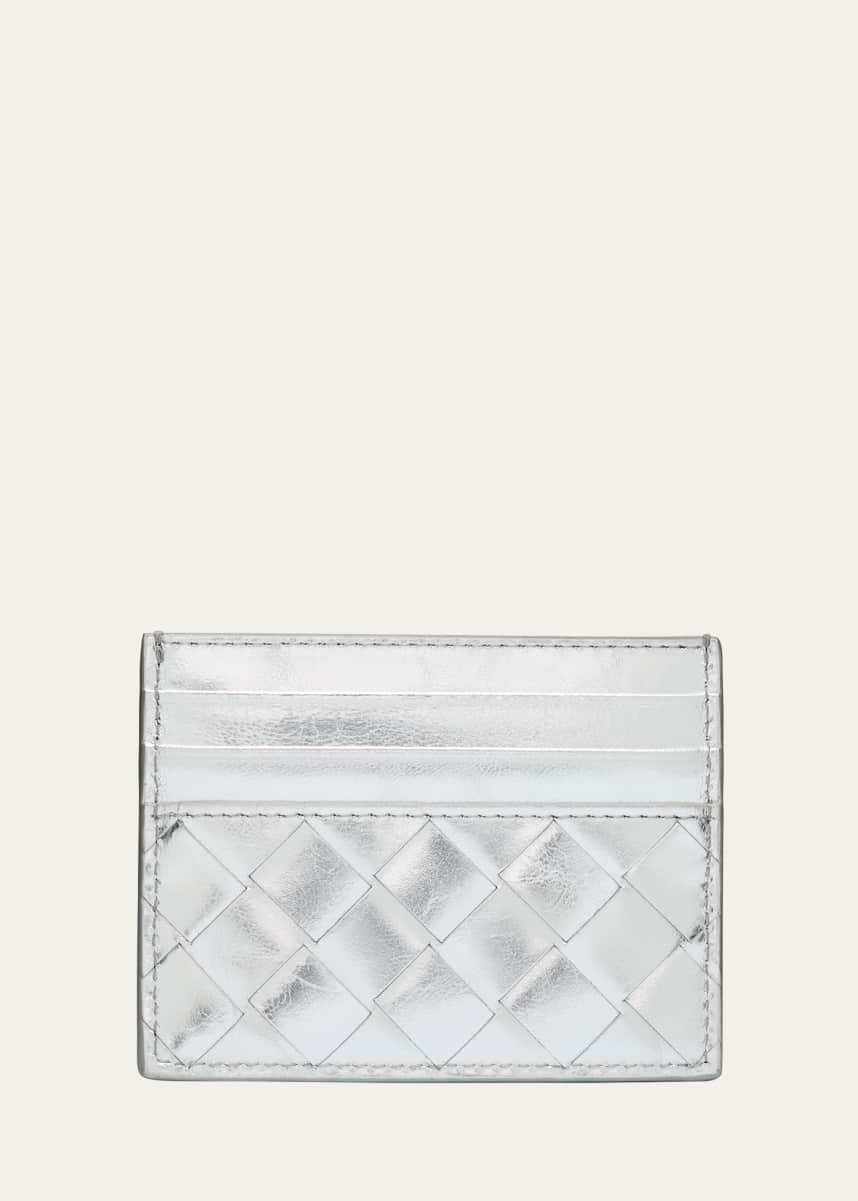 Bottega Veneta Intrecciato Metallic Leather Card Case